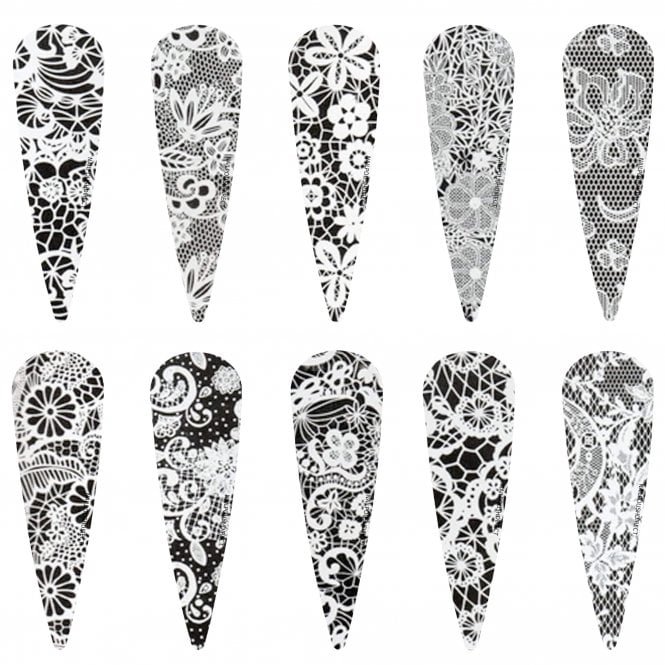 Halo Create Nail Art Foils - 10 Pack - White Lace