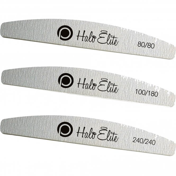 Halo Elite Zebra Moon Nail Files - 80/80, 100/180 And 240/240 Grit (Mixed Pack) (N1195)