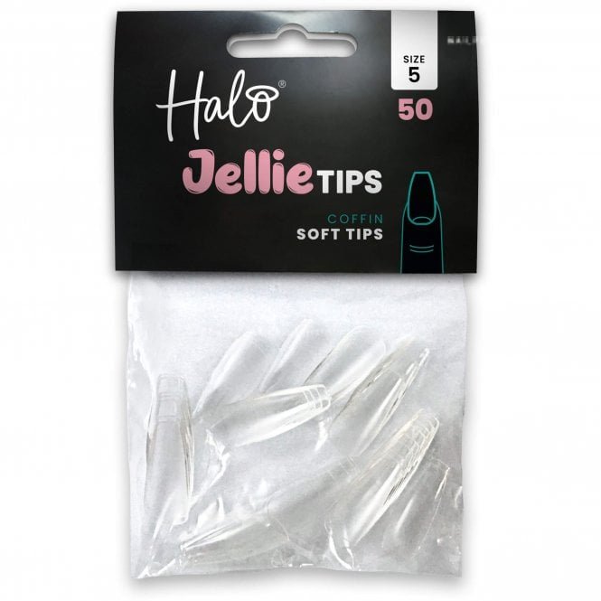 Halo Jellie Tips - Vegan Soft Gel Nail Tips Refills - Coffin (Pack of 50)
