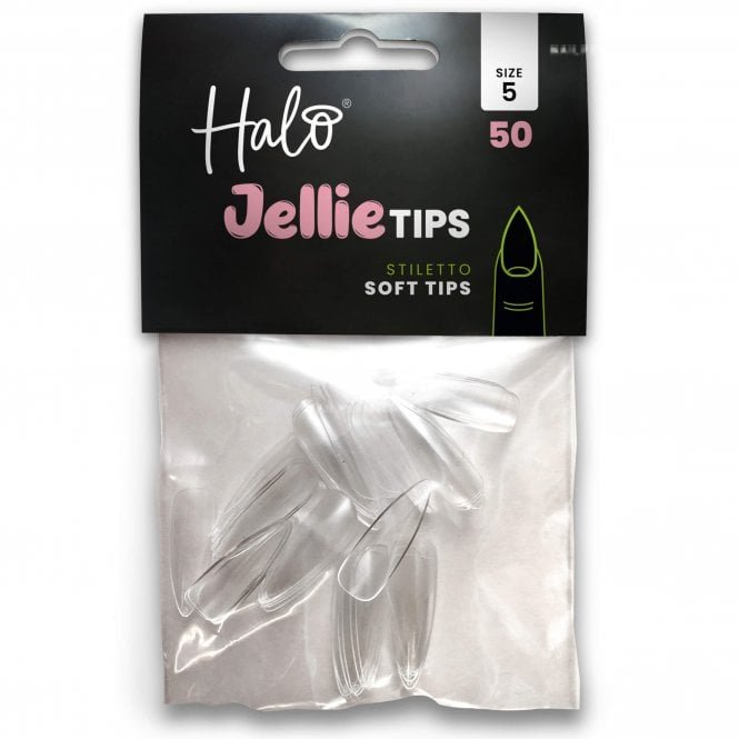 Halo Jellie Tips - Vegan Soft Gel Nail Tips Refills - Stiletto (Pack of 50)