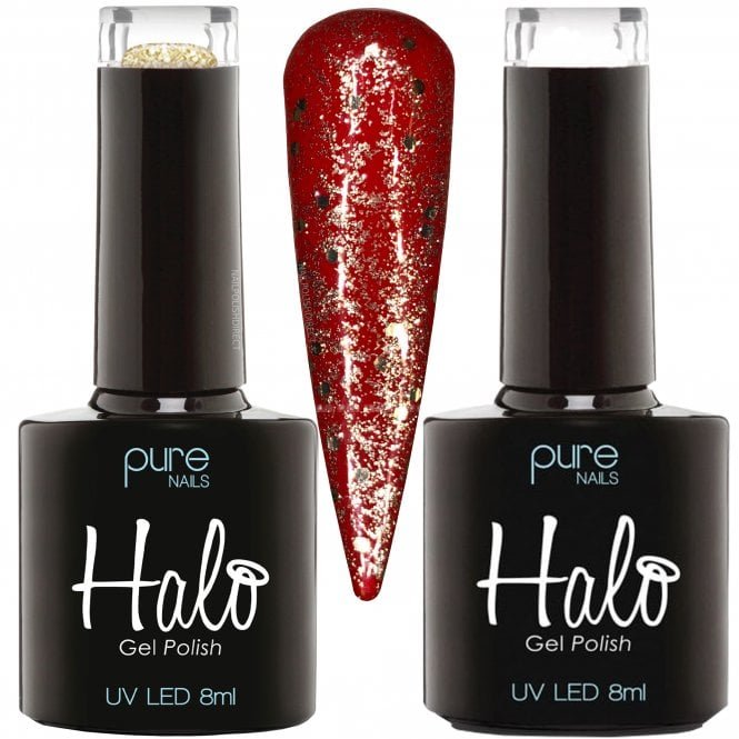 Halo LED/UV Gel Polish 2 pc Set - Apple Red & Prosecco - 2 X 8ml