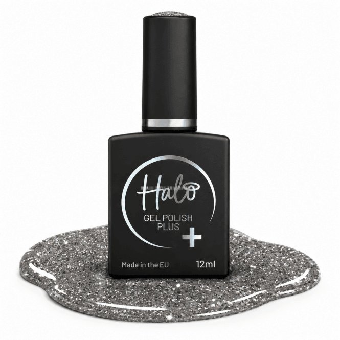 Halo Gel Polish Plus - Black Sparkle 12ml Hema & TPO-Free (HP005)