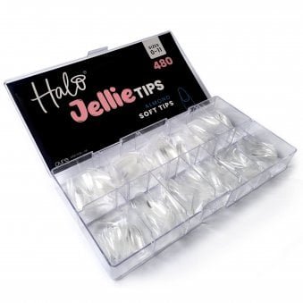 Jellie Tips - Vegan Soft Gel Nail Tips - Almond (480 Pcs & Sizes 0-11)(JA101)