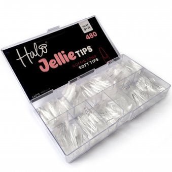 Jellie Tips - Vegan Soft Gel Nail Tips - Coffin Long (480 Pcs & Sizes 0-11)(JCL101)