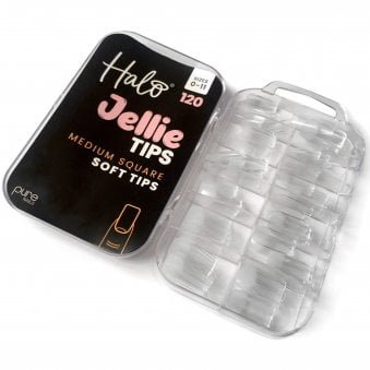 Jellie Tips - Vegan Soft Gel Nail Tips - Medium Square (120 Pcs & Sizes 0-11)(JM100)