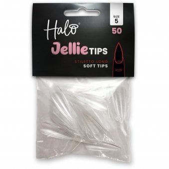 Jellie Tips - Vegan Soft Gel Nail Tips Refills - Stiletto Long (Pack of 50)