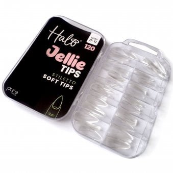 Jellie Tips - Vegan Soft Gel Nail Tips - Stiletto (120 Pcs & Sizes 0-11)(JS100)