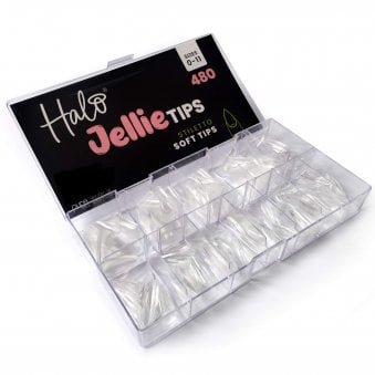Jellie Tips - Vegan Soft Gel Nail Tips - Stiletto (480 Pcs & Sizes 0-11)(JS101)