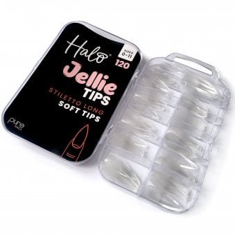 Jellie Tips - Vegan Soft Gel Nail Tips - Stiletto Long (120 Pcs & Sizes 0-11)(JSL100)