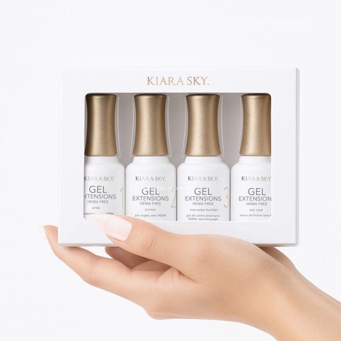 Kiara Sky HEMA Free Natural Gel Nail Extensions Kit (Non Wipe Topcoat - Builder - Prep - Primer)(4x15ml)