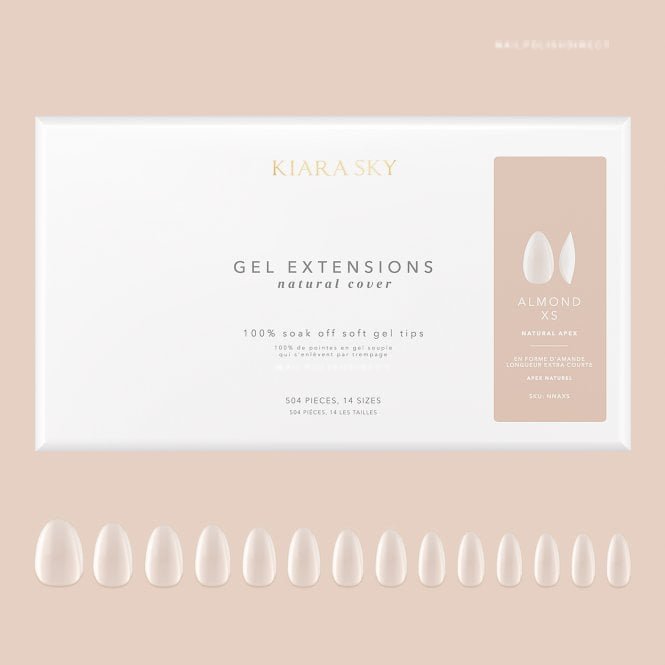 Kiara Sky Natural Cover Gel Nail Extensions - Almond Extra Short (504 Pieces & 14 Sizes)
