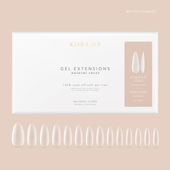 Kiara Sky Natural Cover Gel Nail Extensions - Almond Long (504 Pieces & 14 Sizes)