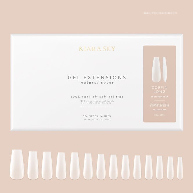 Kiara Sky Natural Cover Gel Nail Extensions - Coffin Long (504 Pieces & 14 Sizes)