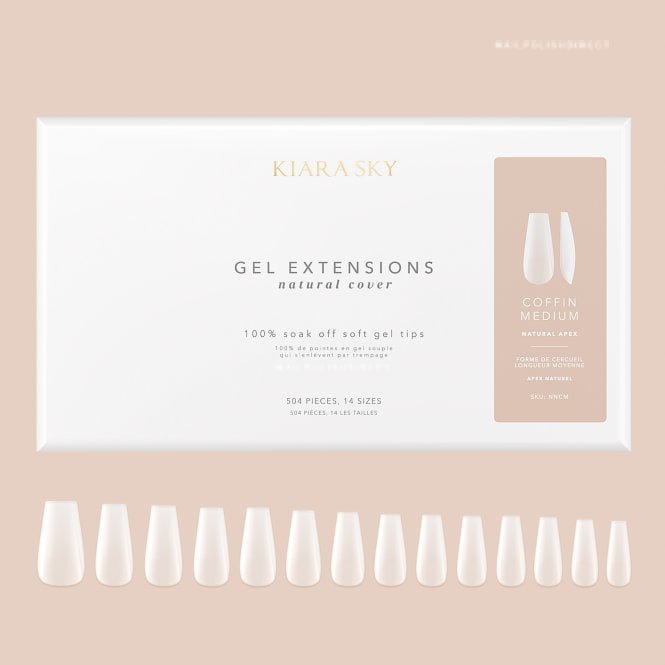 Kiara Sky Natural Cover Gel Nail Extensions - Coffin Medium (504 Pieces & 14 Sizes)