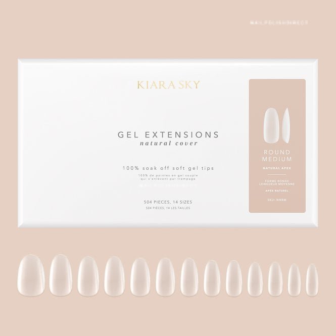 Kiara Sky Natural Cover Gel Nail Extensions - Round Medium (504 Pieces & 14 Sizes)