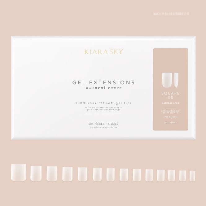 Kiara Sky Natural Cover Gel Nail Extensions - Square Extra Short (504 Pieces & 14 Sizes)
