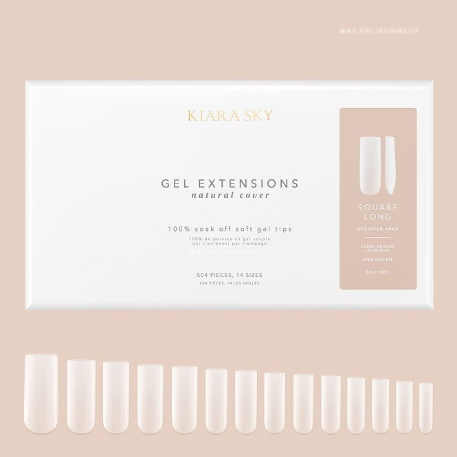 Kiara Sky Natural Cover Gel Nail Extensions - Square Long (504 Pieces & 14 Sizes)