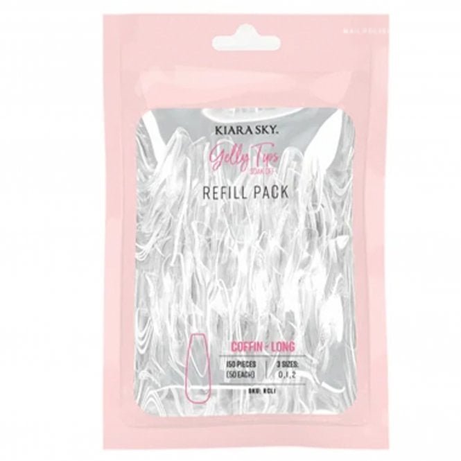 Kiara Sky Soak Off Gelly Tips Refill Pack - Coffin Long (50 x each size)