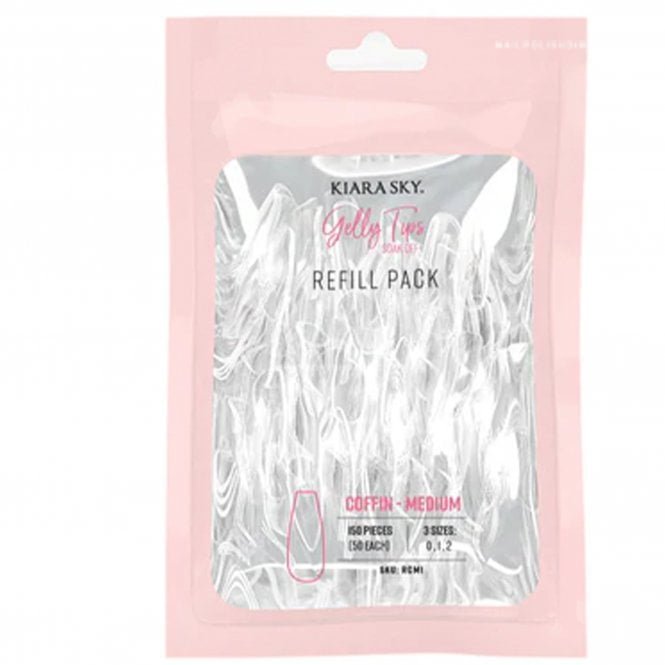 Kiara Sky Soak Off Gelly Tips Refill Pack - Coffin Medium (50 x each size)