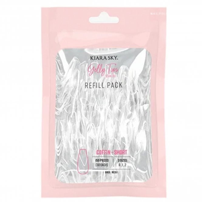Kiara Sky Soak Off Gelly Tips Refill Pack - Coffin Short (50 x each size)