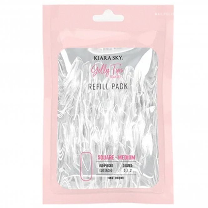 Kiara Sky Soak Off Gelly Tips Refill Pack - Square Medium (50 x each size)
