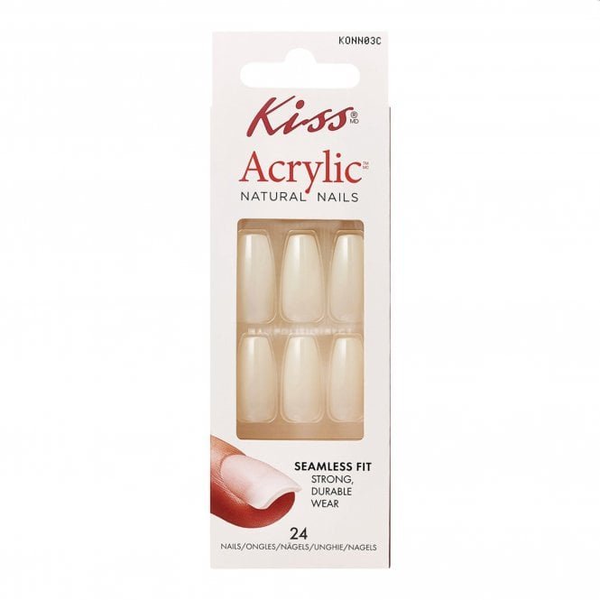 Kiss Inc. Natural Acrylic False Nails - Born With It (24 Nails & Adhesive 2g)