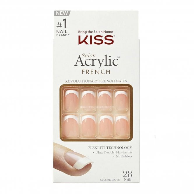 Kiss Inc. Salon Acrylic French False Nails - Bonjour (28 Nails & Adhesive 2g)