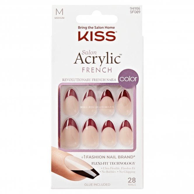 Kiss Inc. Salon Acrylic French False Nails - Catchy (28 Nails & Adhesive 2g)