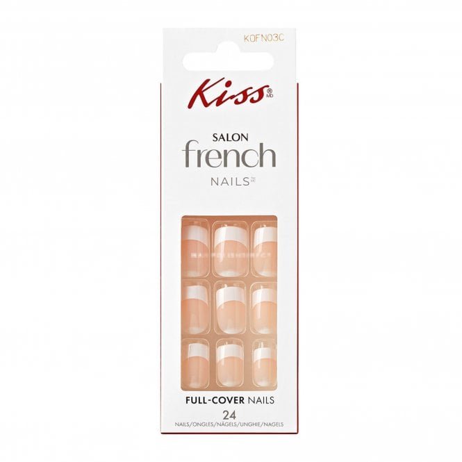 Kiss Inc. Salon Acrylic French False Nails - Love Dust (24 Nails & Adhesive 2g)