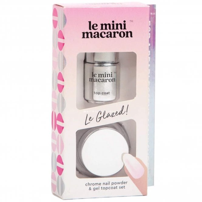 Le Mini Macaron Le Glazed! - Chrome Powder & Mini Gel Topcoat Set (1 x 1g, 1 x 4g)