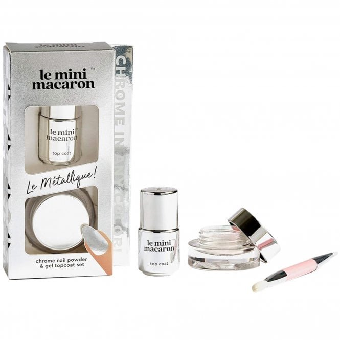 Le Mini Macaron Le Métallique - Chrome Powder & Mini Gel Polish Topcoat Set (1 x 1g, 1 x 4g)