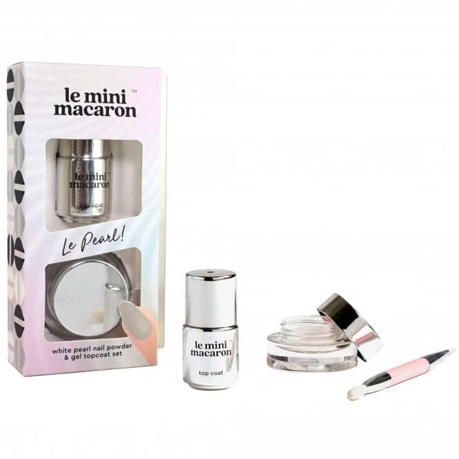 Le Mini Macaron Le Pearl - Chrome Powder & Mini Gel Polish Topcoat Set (1 x 1g, 1 x 4g)