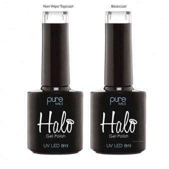LED/UV Gel Polish Treatments - None Wipe Topcoat & Basecoat Duo Set (2 x 8ml)