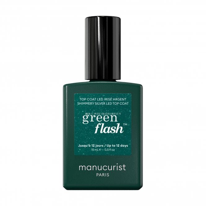 Manucurist Green Flash™ Hema & TPO Free Gel Top Coat - Shimmery Silver 15ml (51121)