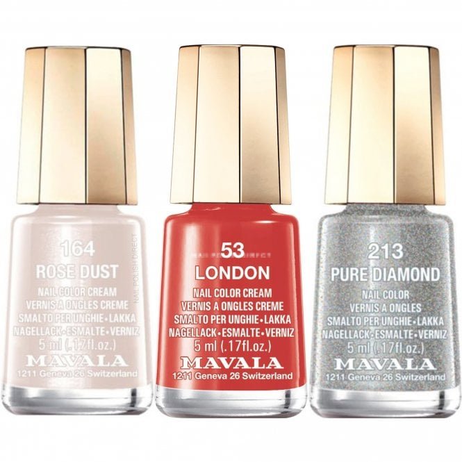 Mavala Diamond Dust 2020 Nail Polish Collection - London, Pure Diamond & Rose Dust (3 x 5ml)
