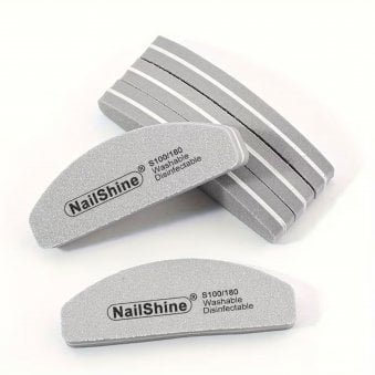 Mini Half Moon Nail Buffing Block - Pack Of 5 - Grey