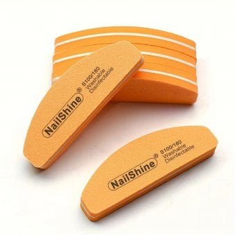 Mini Half Moon Nail Buffing Block - Pack Of 5 - Orange