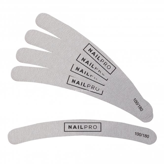 Nail Pro Banana Nail Files - Zebra - 100/180 Grit (Pack Of 5)