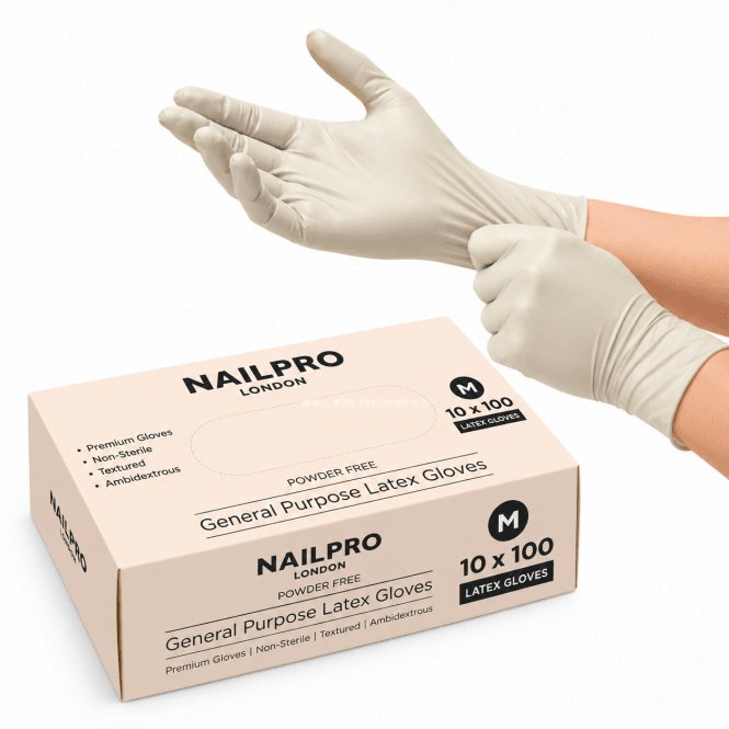 Nail Pro Premium Powder Free Latex Gloves - Medium (100 Pieces)