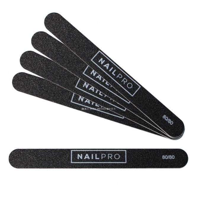 Nail Pro Regular Nail Files - Black - 80/80 Grit
