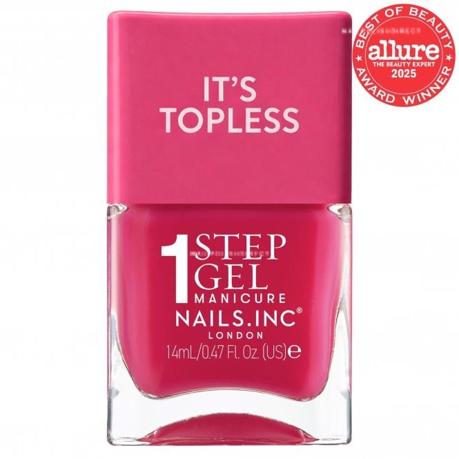 Nails inc 1 Step Gel Manicure Nail Polish It's Topless Gracie Guava Red 14ml