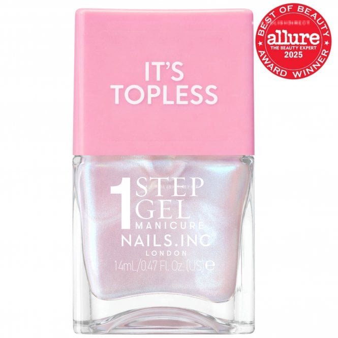 Nails inc 1 Step Gel Manicure Nail Polish It's Topless Kat Baby Pink Iridescent Nails 14ml