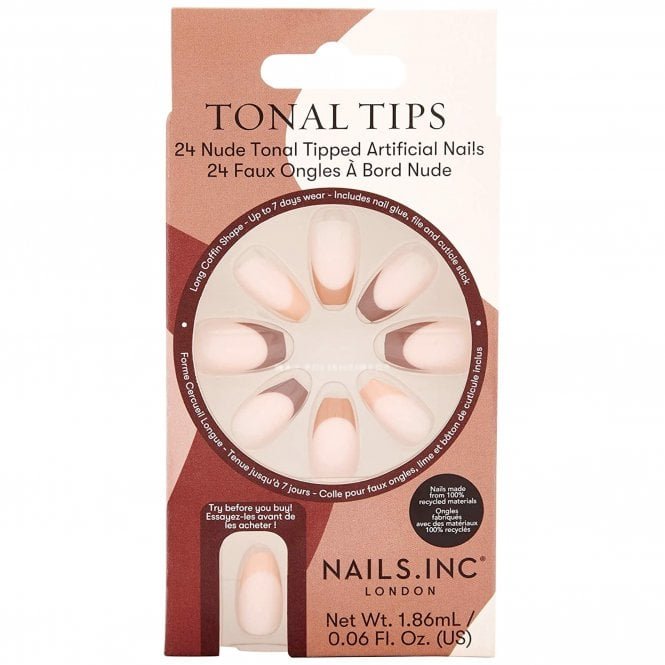 Nails inc Coloured False Nails - Tonal Tips (24 Nails & Glue 1.86ml)