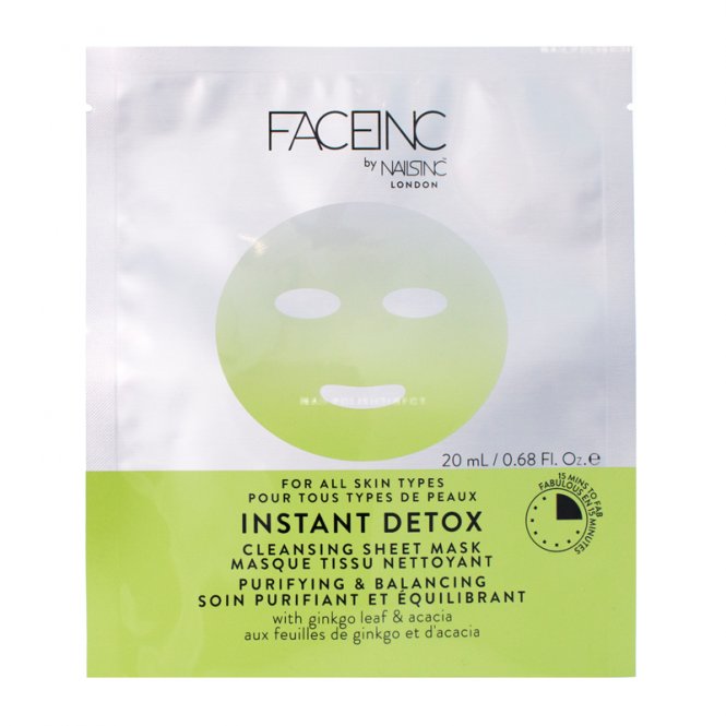 Nails inc Face Inc - Cleansing Sheet Mask - Instant Detox (9121) 20ml