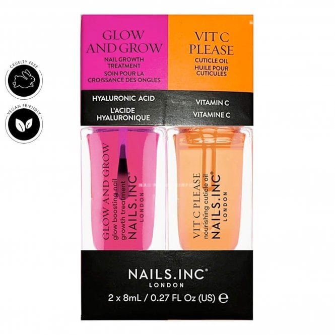 Nails inc Glow And Grow & Vit C Please Nail Treatment Duo Set (2 x 10ml)