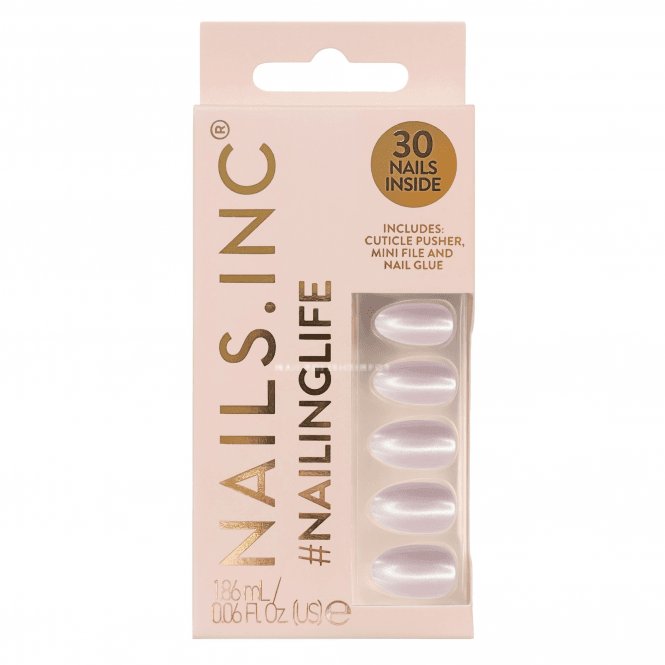 Nails inc #NailingLife Just Like Hailey Pink Glaze Chrome Effect Press-On Nails