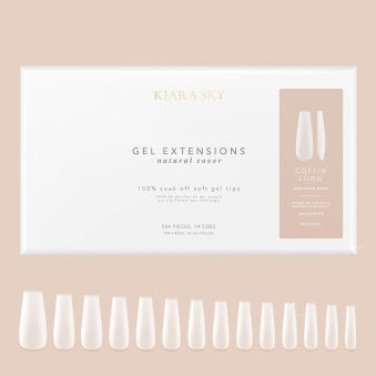 Natural Cover Gel Nail Extensions - Coffin Long (504 Pieces & 14 Sizes)
