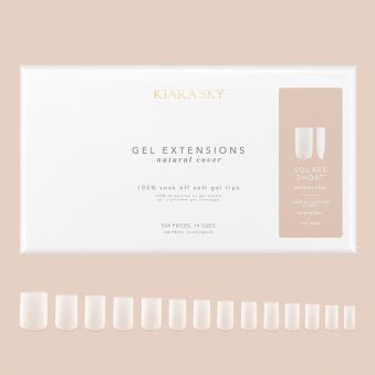 Natural Cover Gel Nail Extensions - Square Short (504 Pieces & 14 Sizes)