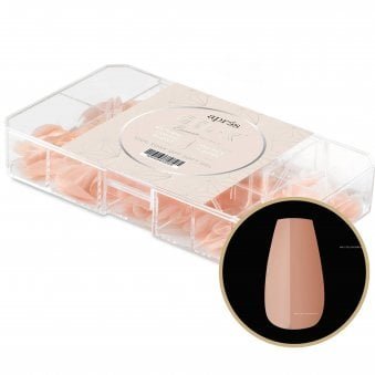 Gel X Nail Extension Neutrals False Nail Tips Set - Emma Natural Coffin (150 Pcs & 11 Sizes)