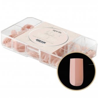 Gel X Nail Extension Neutrals False Nail Tips Set - Margot Natural Square (150 Pcs & 11 Sizes)